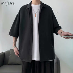 Half Sleeve Shirts Men Loose Simple Summer Draped