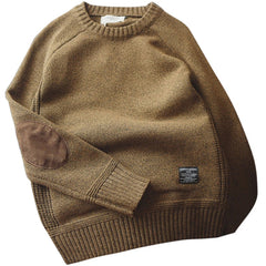 Men Pullover Sweater Casual Loose Thick O-Neck Wool Knitwear