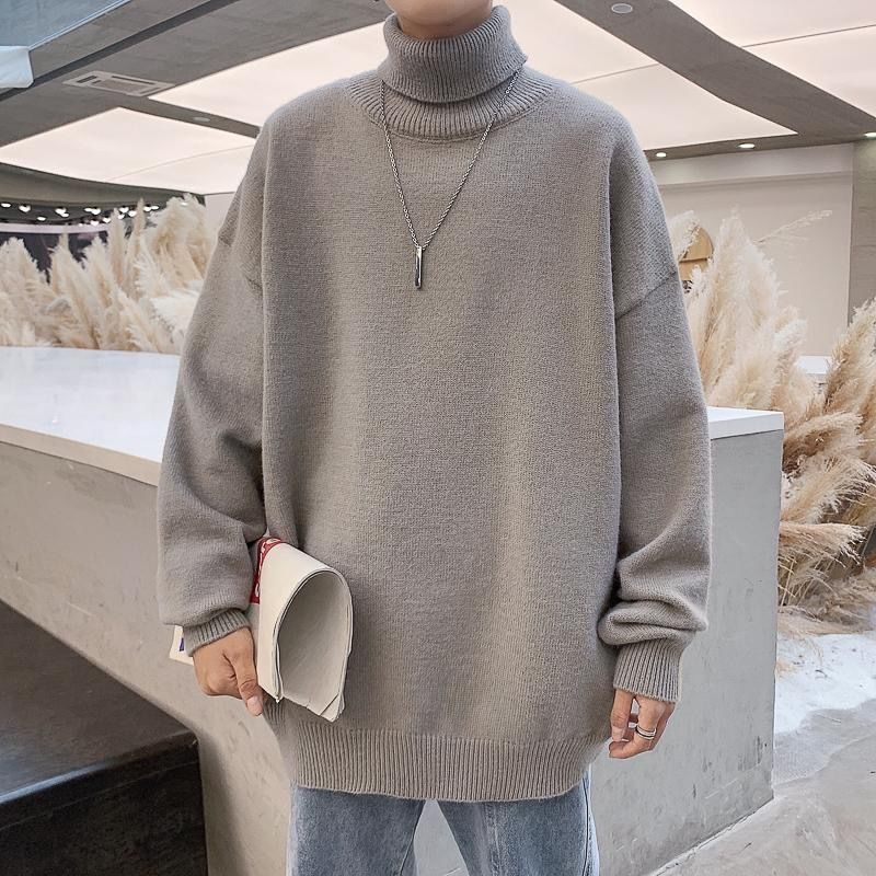 Knitted Warm Sweater Men Turtleneck Sweater Loose Bottoming Shirt Pullovers