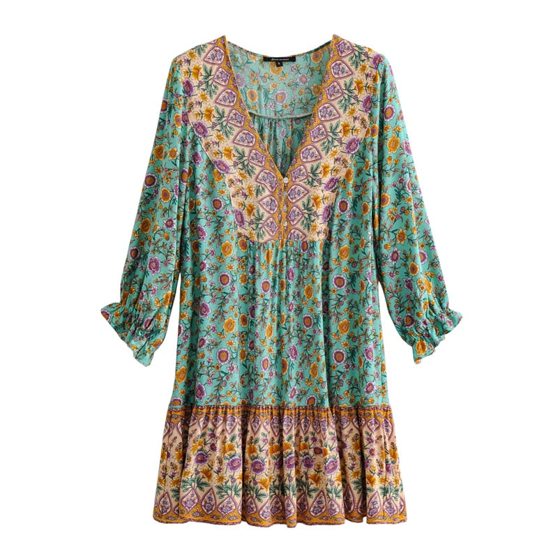 Bohemian Sundress Tassel Rayon Cotton Mini Dress