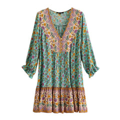 Bohemian Sundress Tassel Rayon Cotton Mini Dress