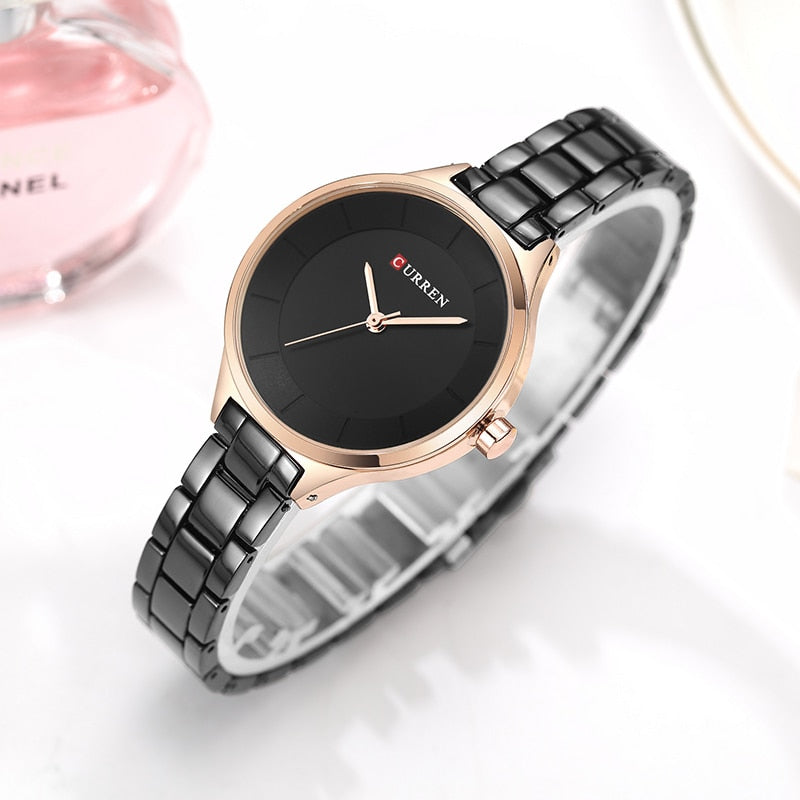 Fashion Ladies Stainless Steel Band Quartz Female Wrist Watch