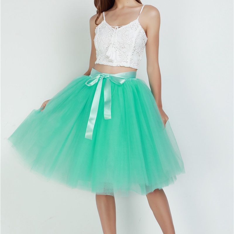 6Layers 65cm Fashion Tulle Skirt Pleated Tutu Skirts