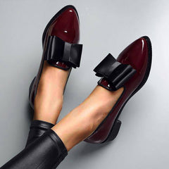 Spring Flats Women Shoes Bowtie Loafers Patent Leather Women