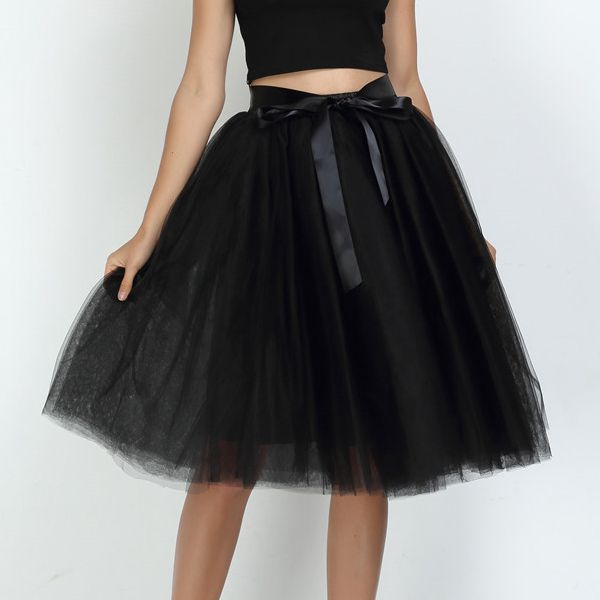 6Layers 65cm Fashion Tulle Skirt Pleated Tutu Skirts