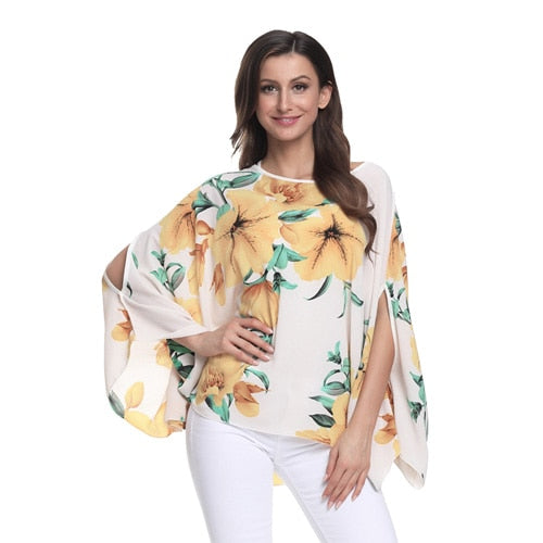 Women Blouses Chiffon Blouse Shirt Batwing Sleeve