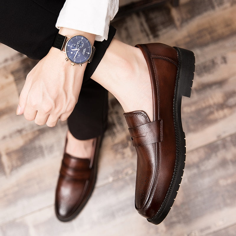 Men Dress Shoes Formal Shoes Flats Oxfords Slip on Fashion Loafers