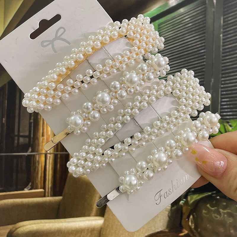 Simulated Pearl Hair Clips For Women