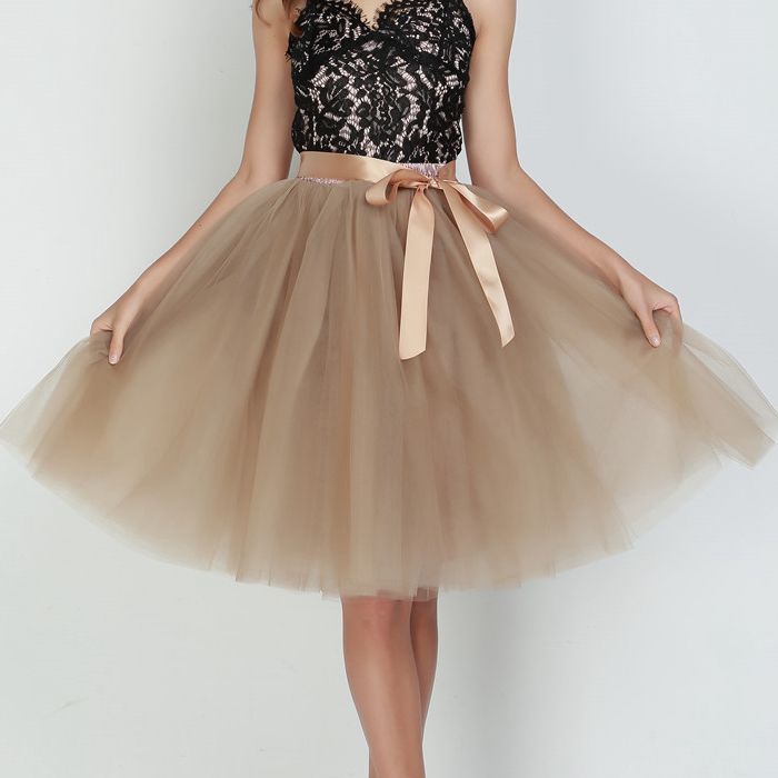 6Layers 65cm Fashion Tulle Skirt Pleated Tutu Skirts