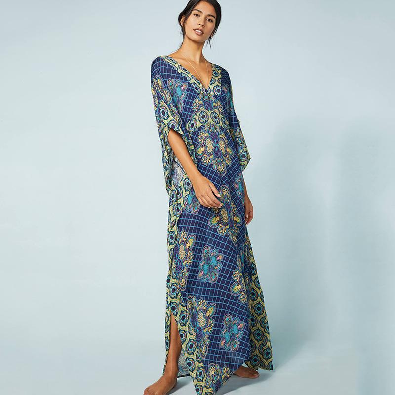 Long Beach Cover up Pareos de Playa Mujer Beach Kaftan