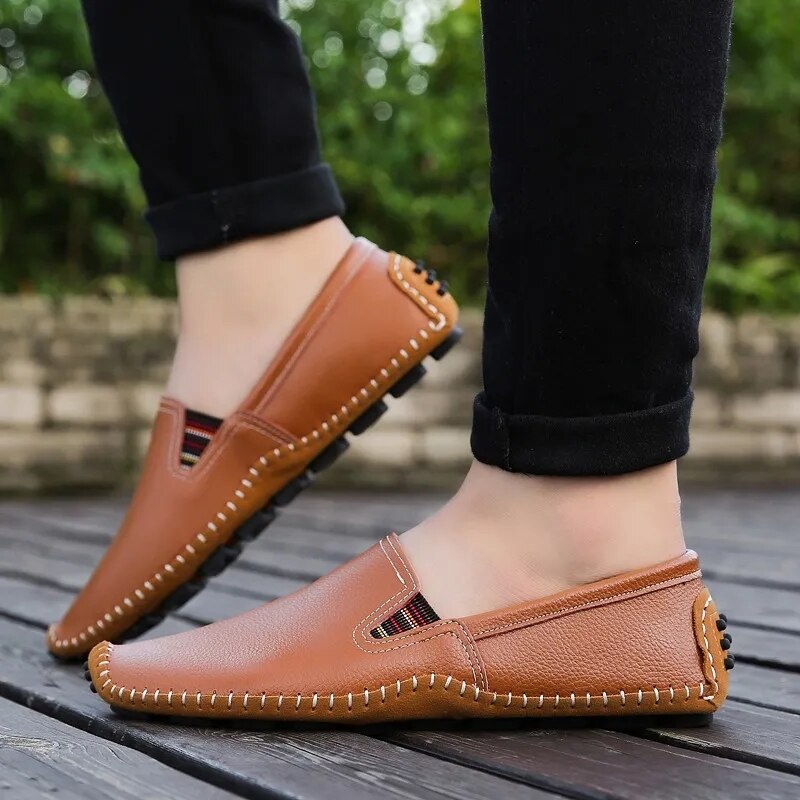 Hand-stitched Formal Shoes Men Loafers Casual Flat Shoes