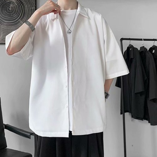 Half Sleeve Shirts Men Loose Simple Summer Draped