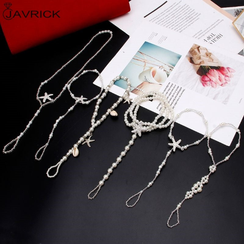 2 Pcs/Set Pearl Ankle Chain Beach Wedding Foot