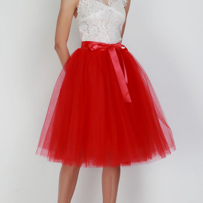 6Layers 65cm Fashion Tulle Skirt Pleated Tutu Skirts