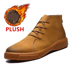Winter Men Snow Boots Lace-up Ankle Boots Warm Plush Boots Shoes