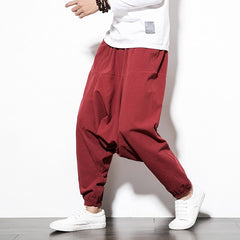 Pants Men Casual Joggers Pants Linen Sweatpants Ankle-length Trousers