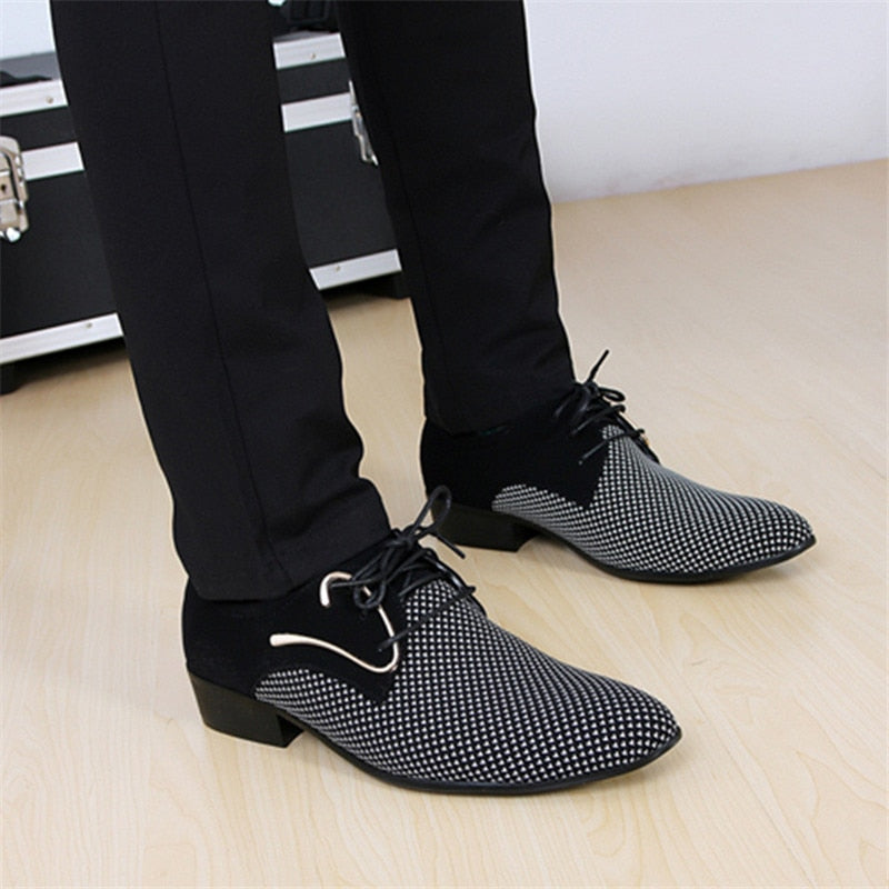 Shoes Men Business Dress Pointy Plaid Shoes Breathable Formal Basic Shoes loafers