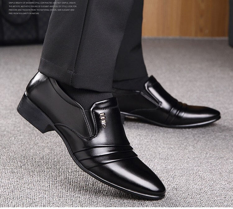 Shoes Men Business Dress Loafers Pointy Black Shoes Oxford Breathable Shoes