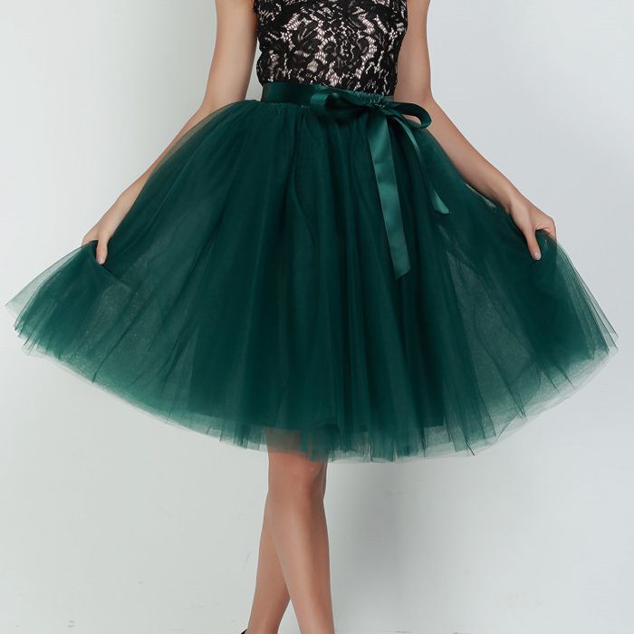 6Layers 65cm Fashion Tulle Skirt Pleated Tutu Skirts