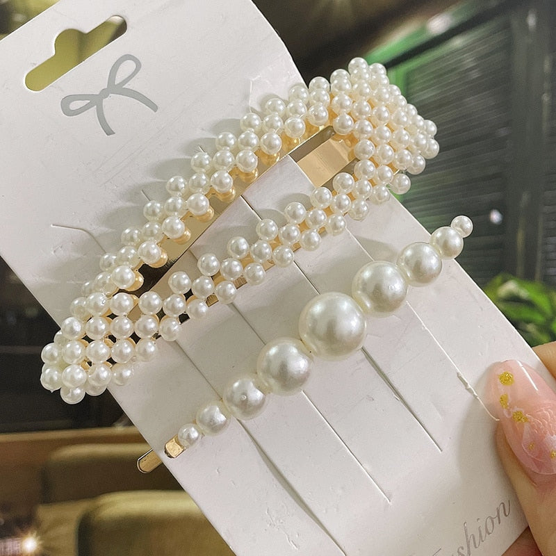 Simulated Pearl Hair Clips For Women