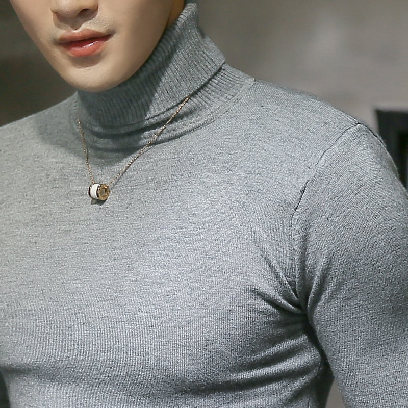 Men Turtleneck Sweaters Knitted Pullovers Casual Sweater Knitwear