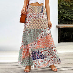 Bohemian Women's Printed Skirt National Style High Waist Slim Skirts