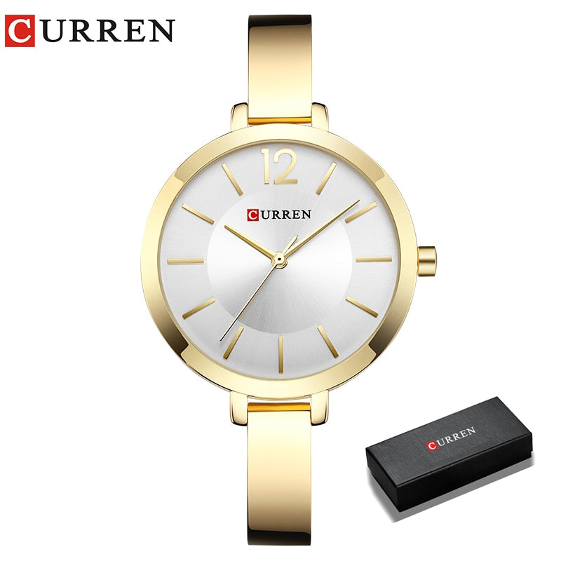 Fashion Gold Women Watches Stainless Steel Ultra thin Quartz Watch