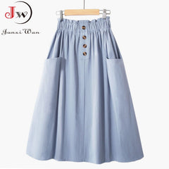 Style Casual Solid High Waist  A-Line Midi Skirts