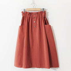 Style Casual Solid High Waist  A-Line Midi Skirts