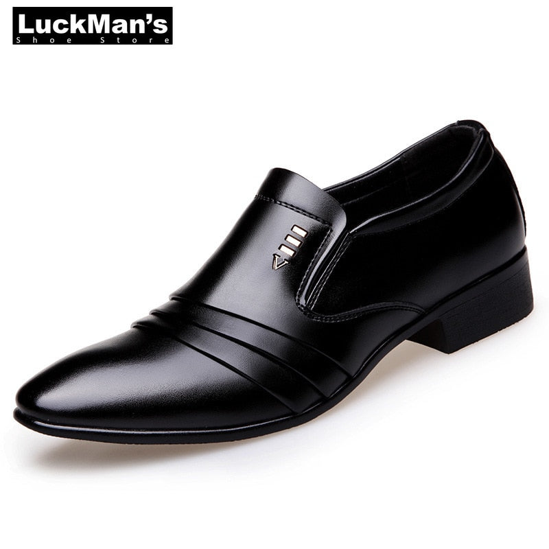 Shoes Men Business Dress Loafers Pointy Black Shoes Oxford Breathable Shoes