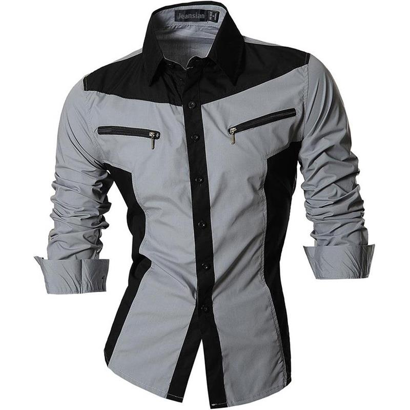 Men Casual Dress Shirts Fashion Stylish Long Sleeve