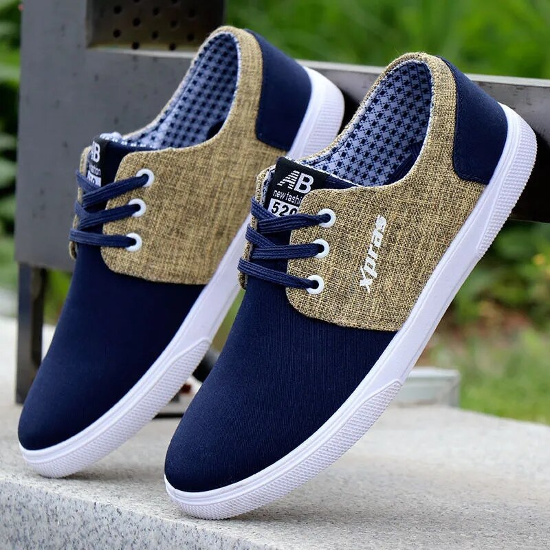 Men Canvas Shoes Basic Flats Comfort Loafers Casual Breathable Sneakers