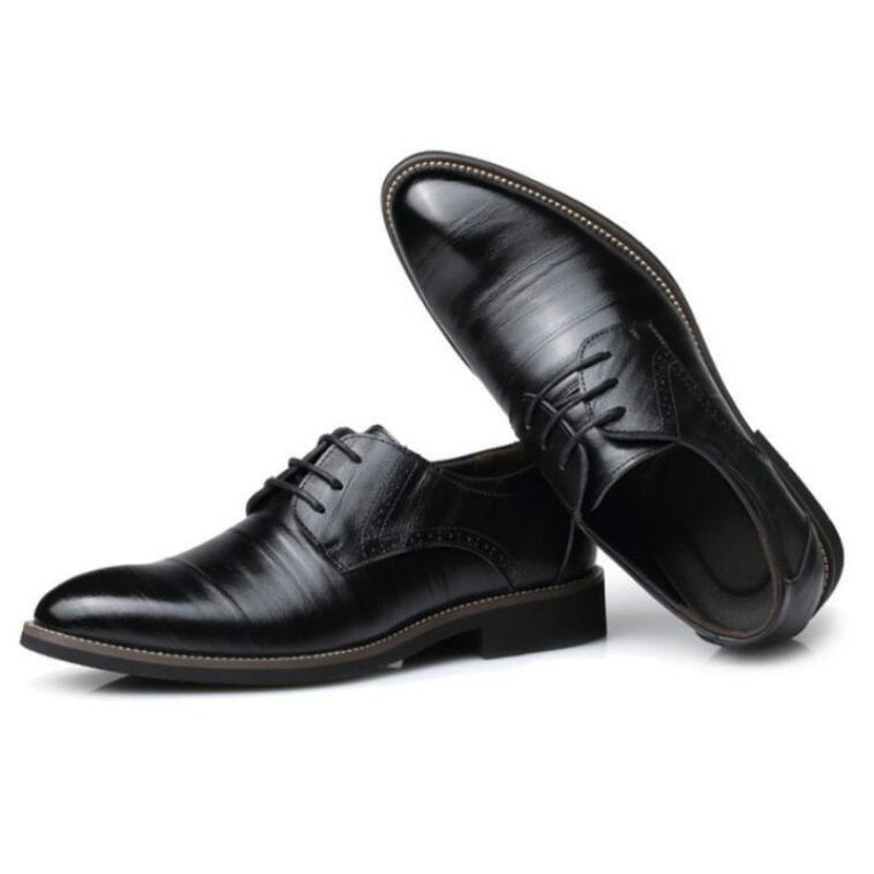 Men Oxfords Shoes Comfortable Formal Dress Flats Lace-Up Bullock Business Shoes