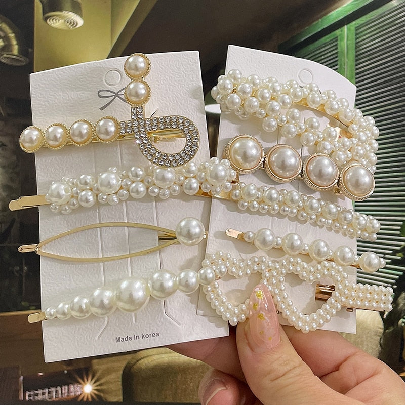 Simulated Pearl Hair Clips For Women