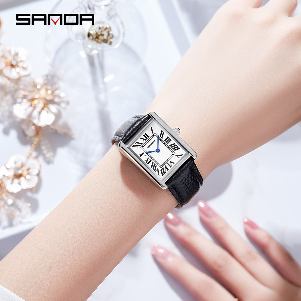 Sanda Rectangular Wrist Watches Ladies Band Quartz