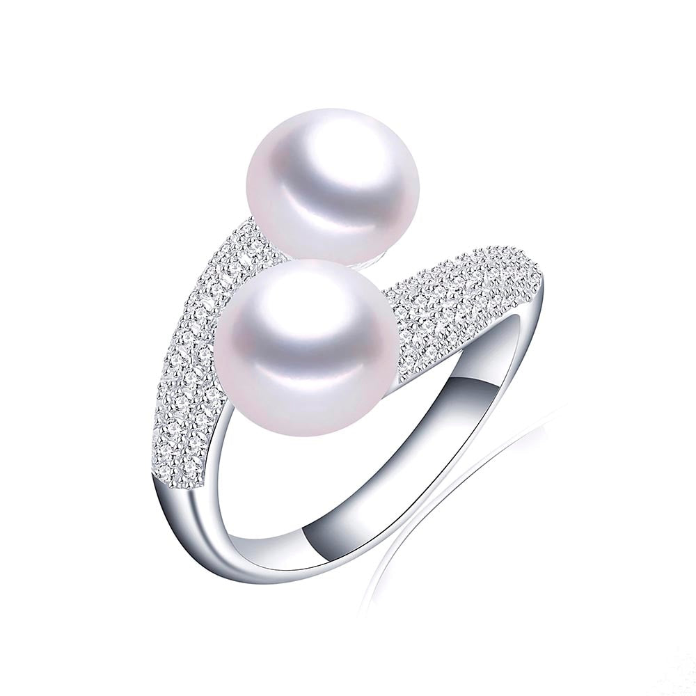 Double Pearl Adjustable Natural Freshwater Pearl Original Sterling Silver