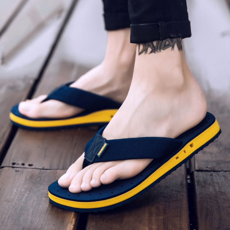 Men Slippers Massage Non-Slip Flip Flops Breathable Thick-Soled Toe Sandals