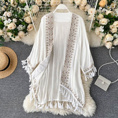 Women Long Kimono Shirt Ethnic Bohemian Vintage Embroidery