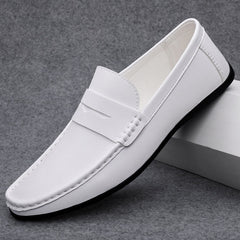 Casual Men Loafer Shoes White Black Slip-On Big Size