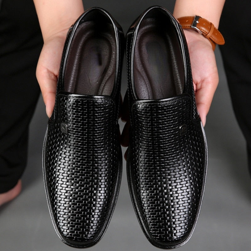 Men Loafers Shoes Hollow Breathable Casual Shoes Slip on Formal Dress Shoes