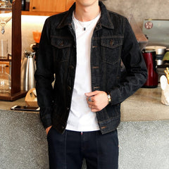 Mens Denim Jackets Slim Fit Jeans Jacket Outwear Coat Long Sleeve Hole