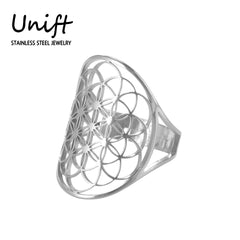 Geometric Flower of Life Ring Adjustable Stainless Steel Ring