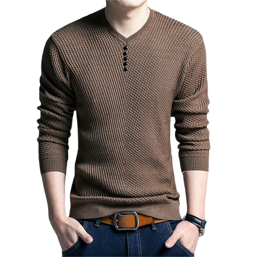 Pullover V Neck Men Sweater Casual Long Sleeve Wool Sweaters