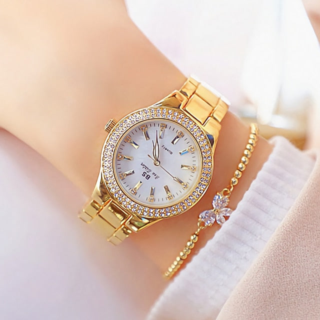 Ladies Wrist Watches Dress Gold Watch Crystal Diamond Watches Stainless Steel