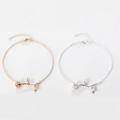 Simple Gold Color Rose Flower Chain Anklets