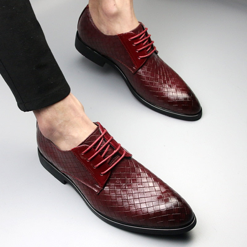 Formal Shoes Men Dress Business Shoes Geometric Oxfords Flats