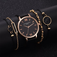 Watch Set Women 5pcs Woman Quartz Wristwatch Leather Ladies Bracelet