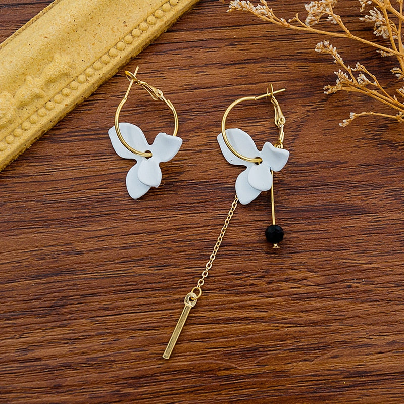 Multicolored Fashion Resin Flower Long Drop Earrings