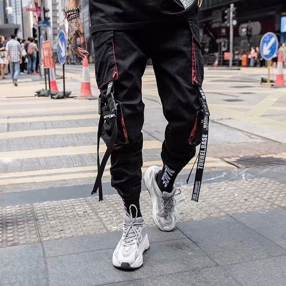 Joggers Cargo Pants Men Hip Hop Hit Color Pocket Trousers Pants