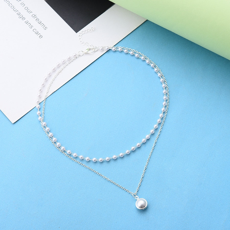 Pearl Beads Choker Clavicle Chain Necklace